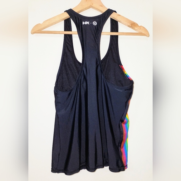 Humankind sizeS Black w/ Rainbow 🌈 Side Tank Top Built In Sports Bra T Back - Picture 3 of 9